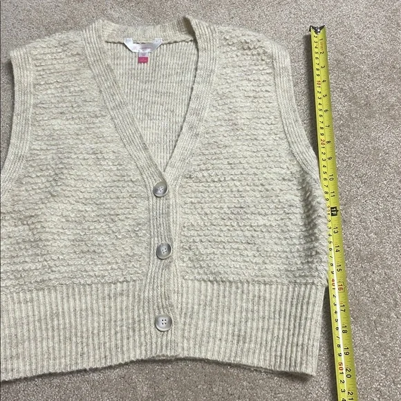 No Boundaries Cream Knit V-Neck Button Sweater Vest - Picture 6 of 6